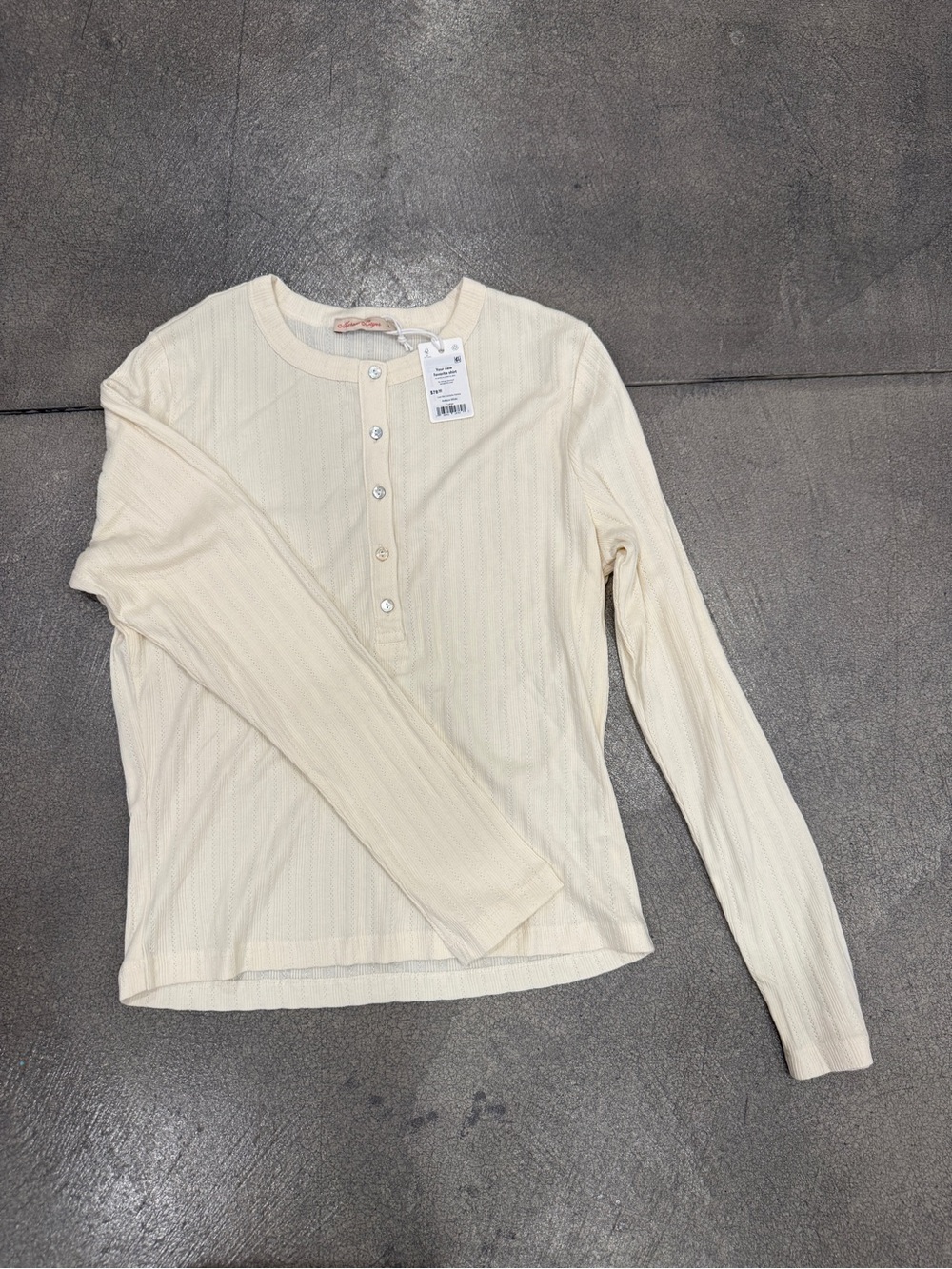 Marine Layer Cream Ribbed Long-Sleeve Henley